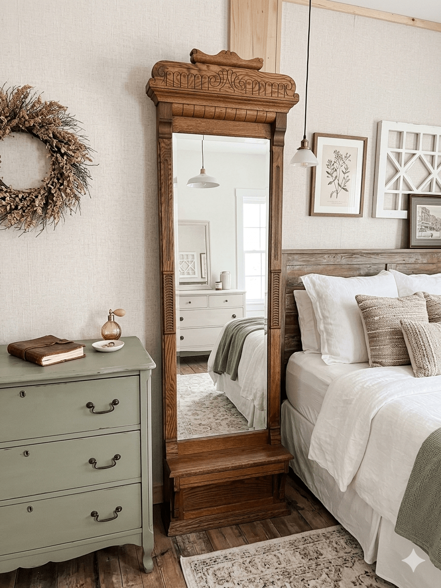 Antique Quarter Sawn Oak Pier Mirror & Hall Tree - The Mustard Seed Collection, The Seed