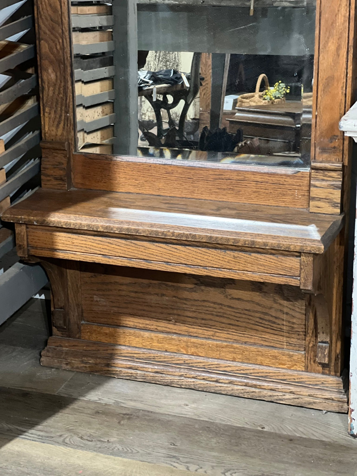 Antique Quarter Sawn Oak Pier Mirror & Hall Tree - The Mustard Seed Collection, The Seed