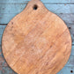 Antique Round Wooden Bread Board with Hanging Tab Handle (11" x 12")cutting board
