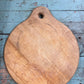 Antique Round Wooden Bread Board with Hanging Tab Handle (11" x 12")cutting board