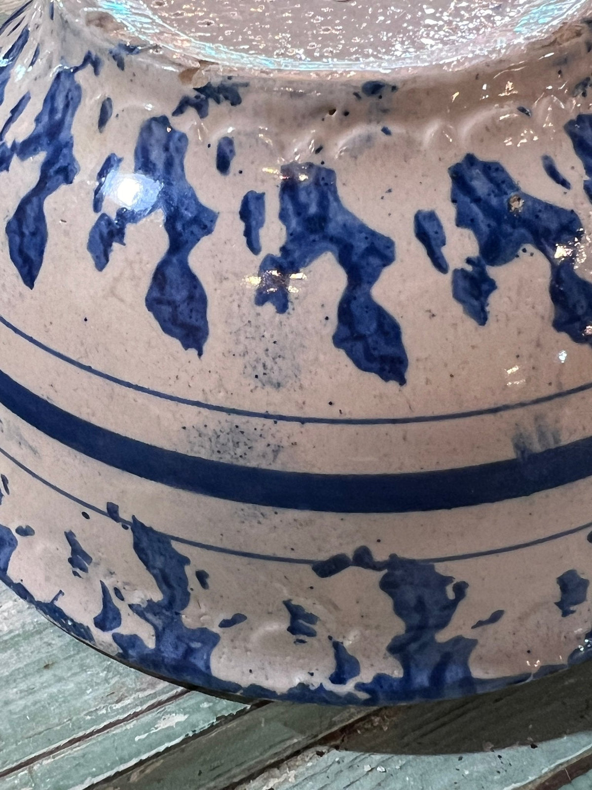 Antique Sponge ware Batter Bowl - The Mustard Seed Collection, The Seed