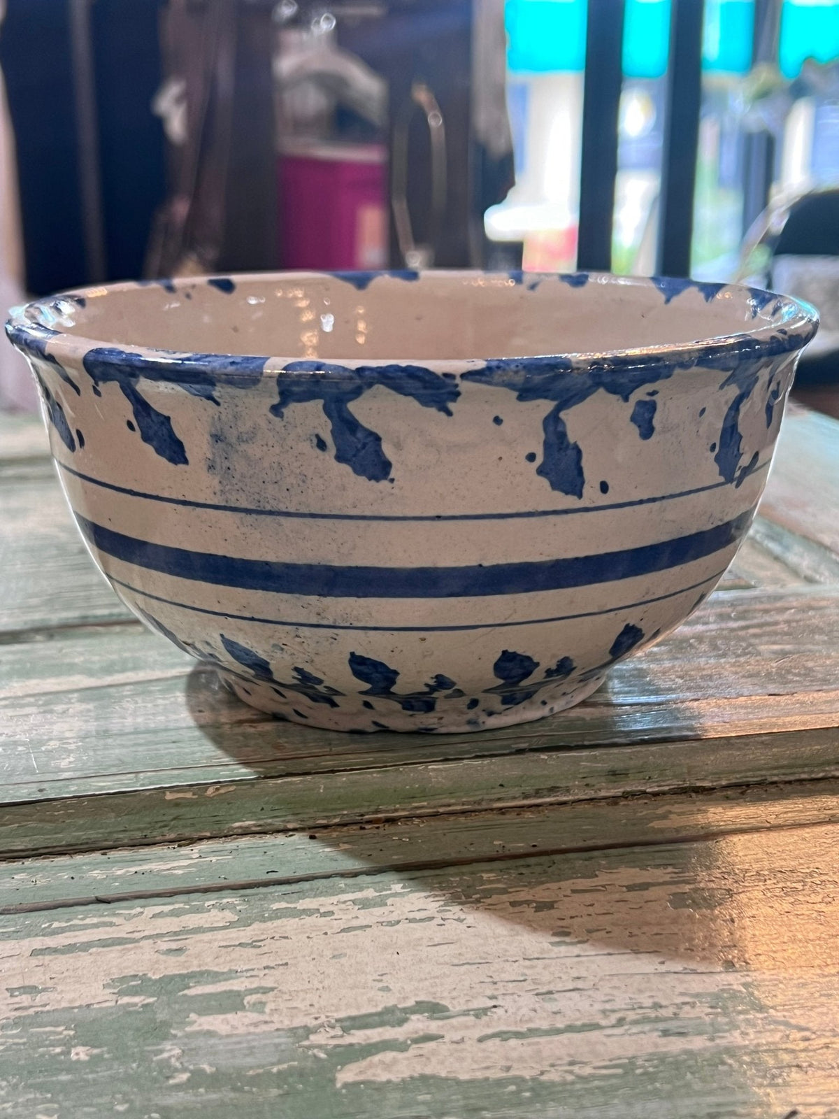 Antique Sponge ware Batter Bowl - The Mustard Seed Collection, The Seed