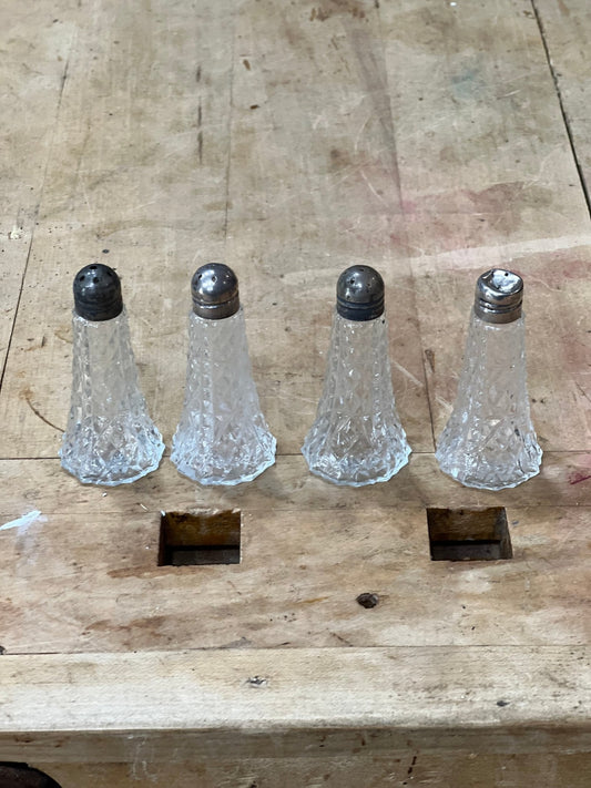 Antique Victorian Cut Glass & Sterling Silver Shaker – 2.5"