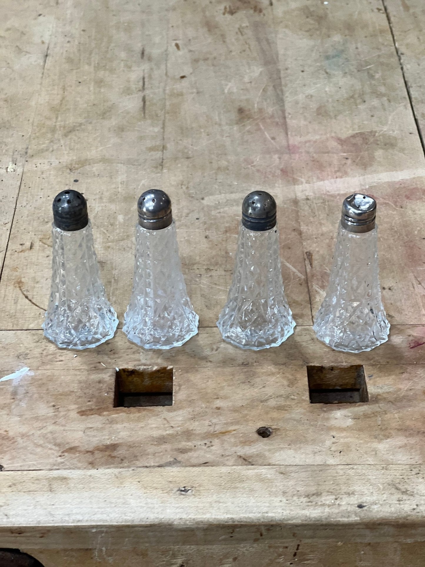 Antique Victorian Cut Glass & Sterling Silver Shaker – 2.5" 