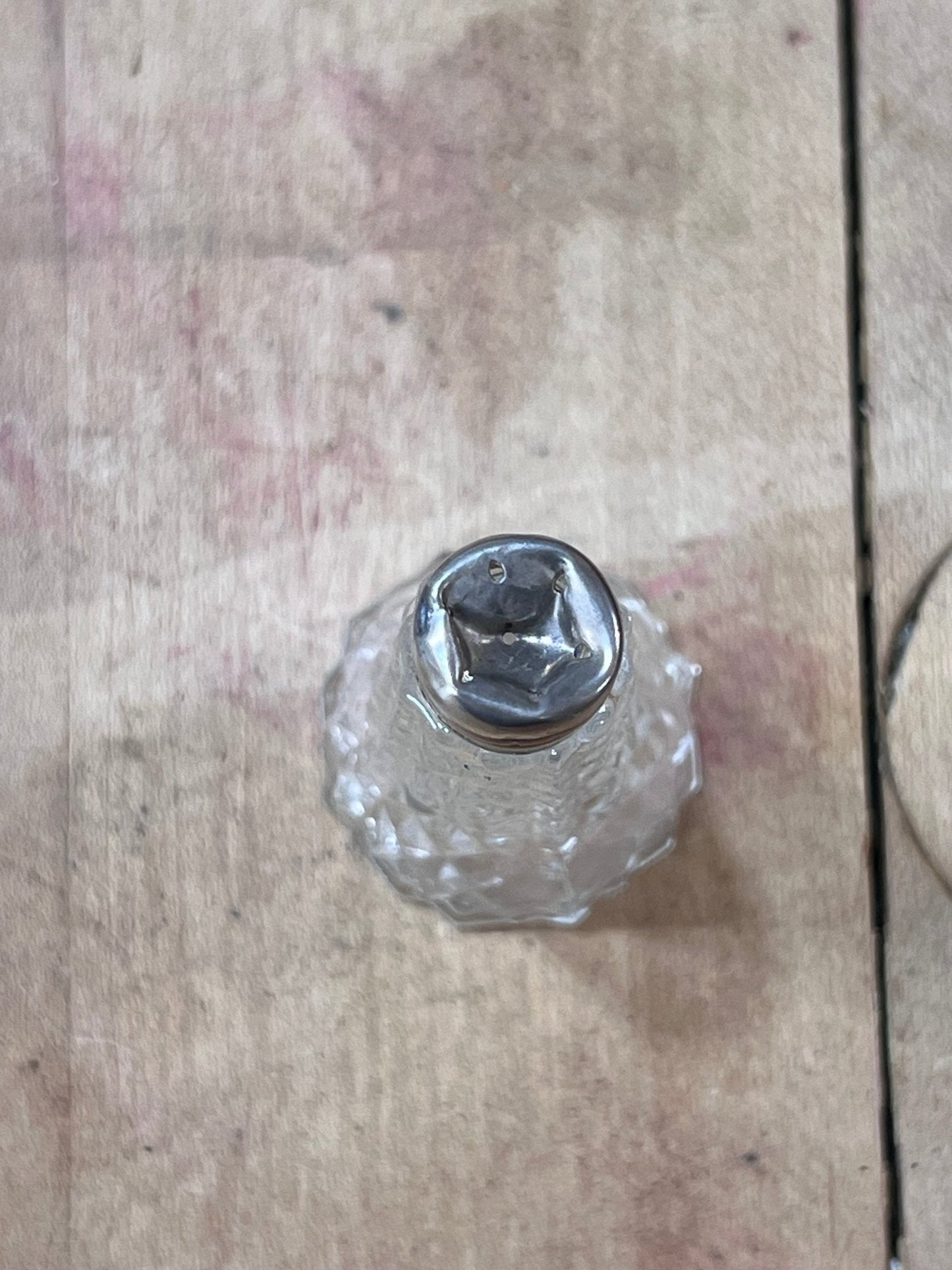 Antique Victorian Cut Glass & Sterling Silver Shaker – 2.5" 