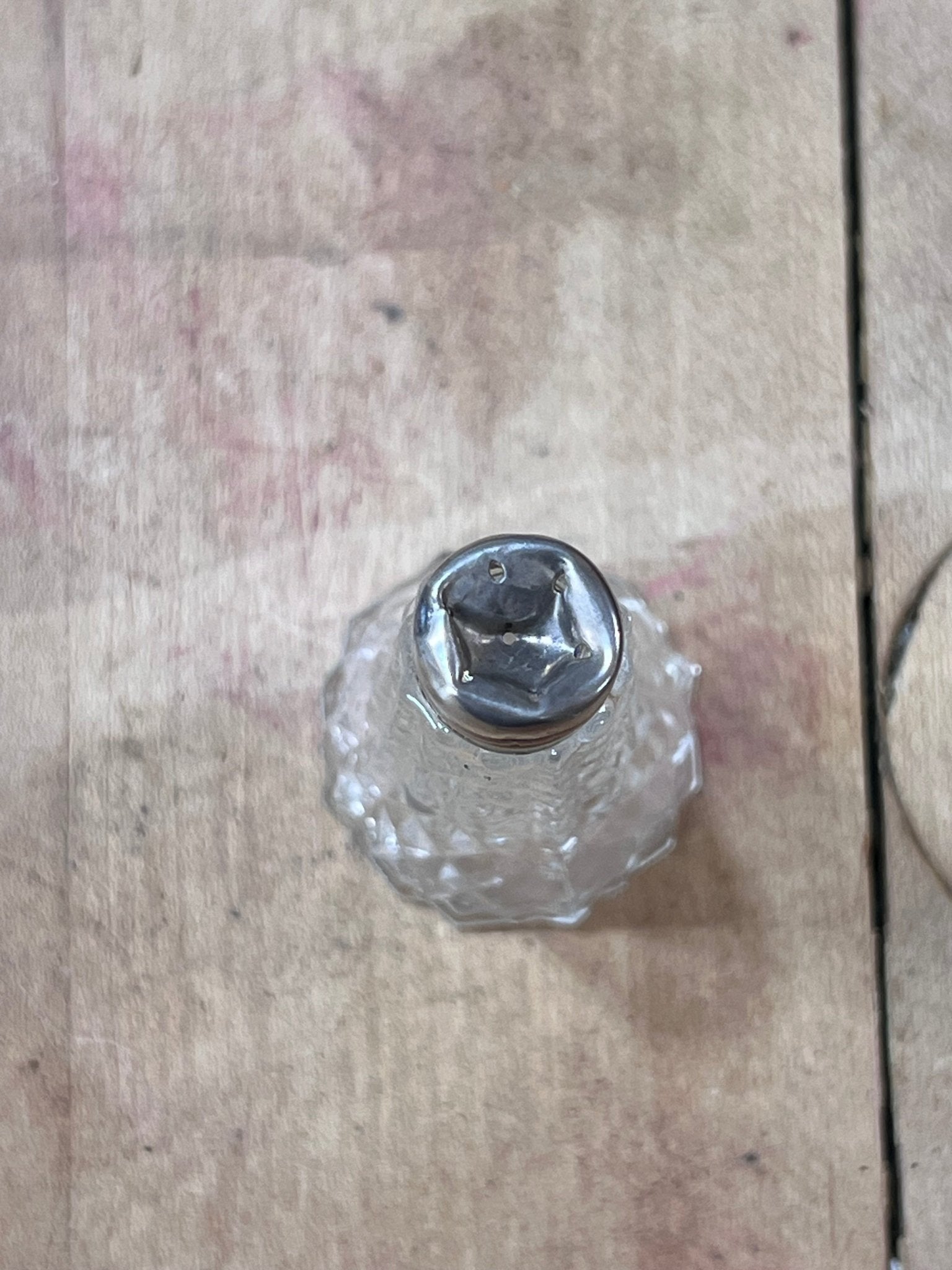 Antique Victorian Cut Glass & Sterling Silver Shaker – 2.5" 