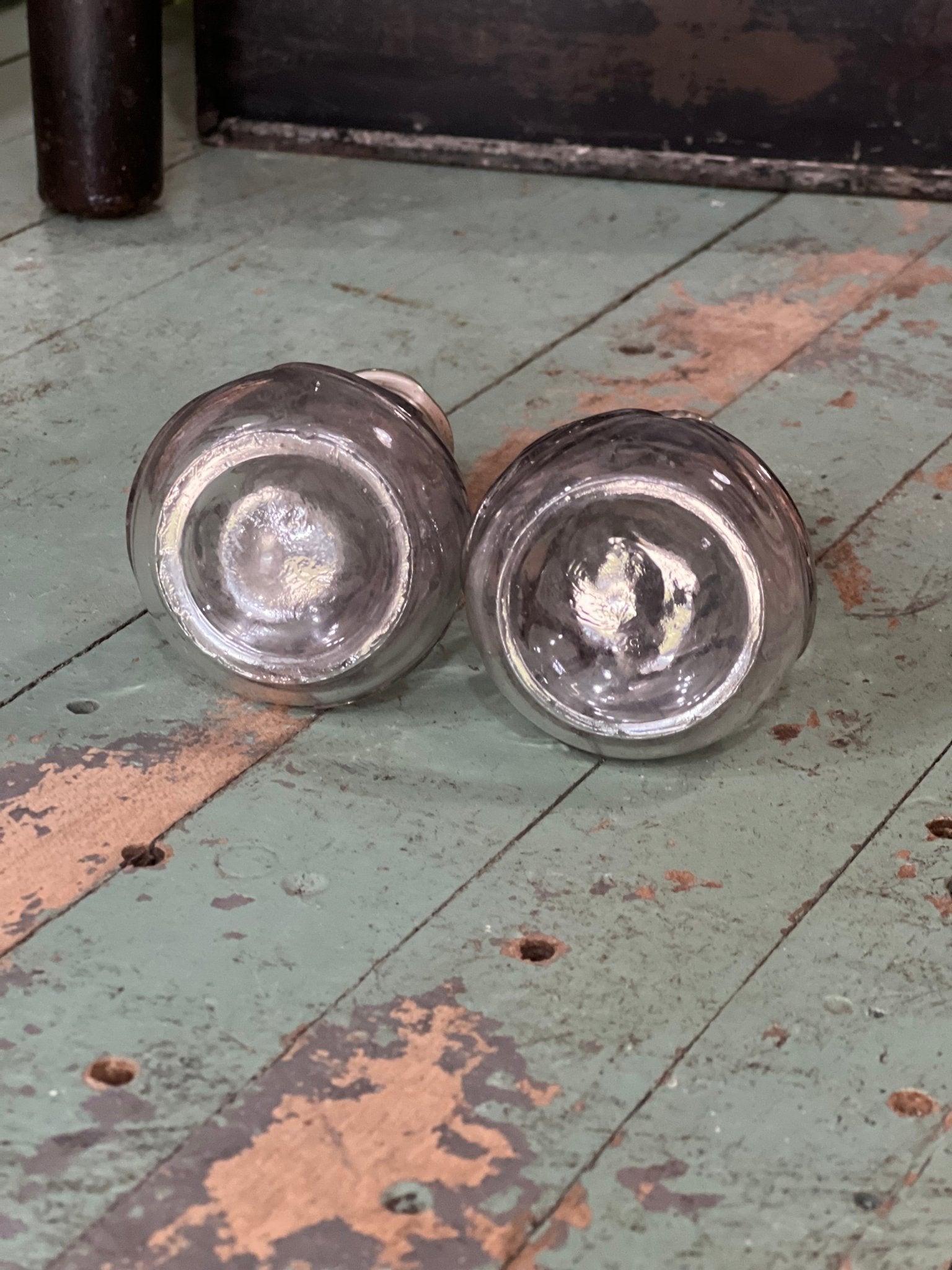 Antique Victorian Sterling Silver Deposit Glass Salt & Pepper Shakers Set – Art Nouveau Scrollwork