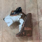Antique Wire-Haired Fox Terrier Ceramic Bookend – Single Architectural Shelf Decor