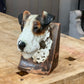 Antique Wire-Haired Fox Terrier Ceramic Bookend – Single Architectural Shelf Decor