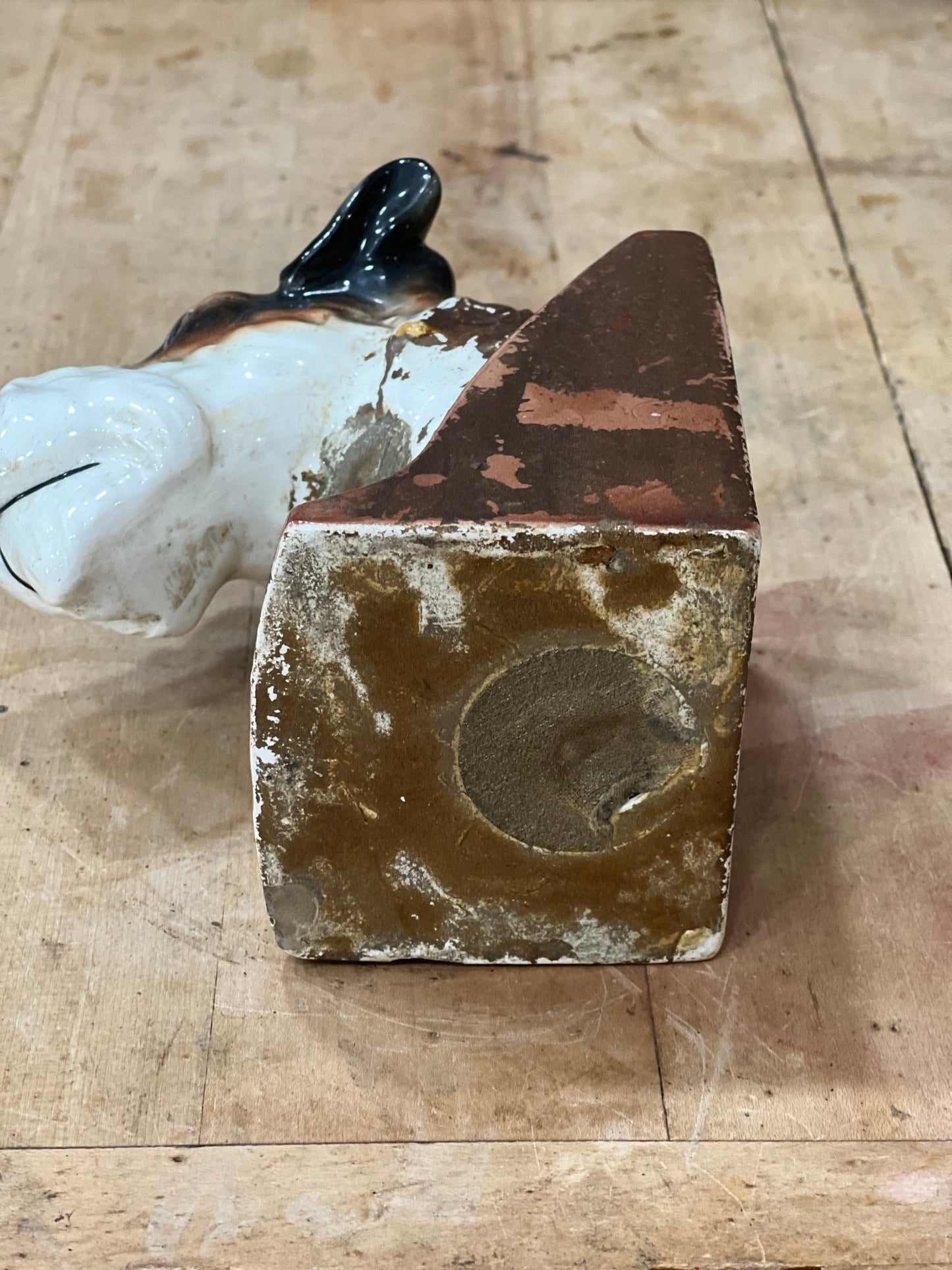 Antique Wire-Haired Fox Terrier Ceramic Bookend – Single Architectural Shelf Decor