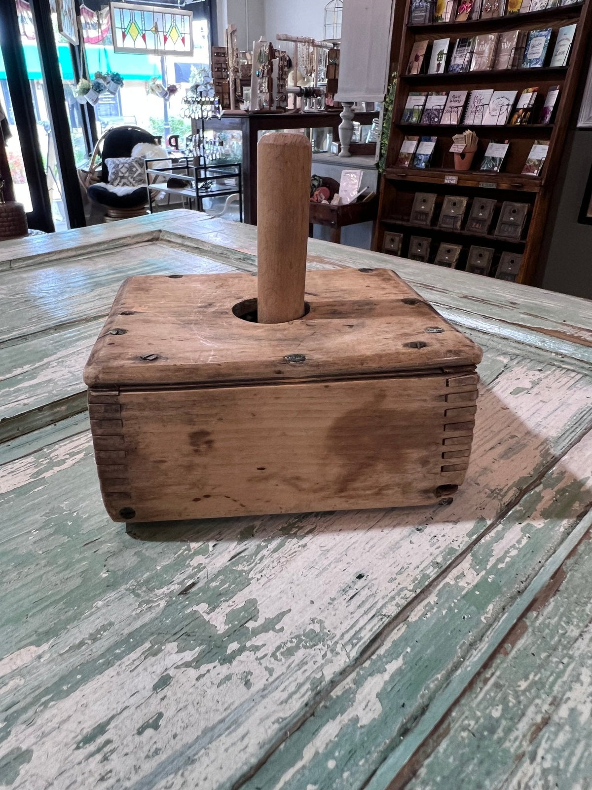 Antique Wood 4 Square Commercial Butter Press - The Mustard Seed Collection, The Seed