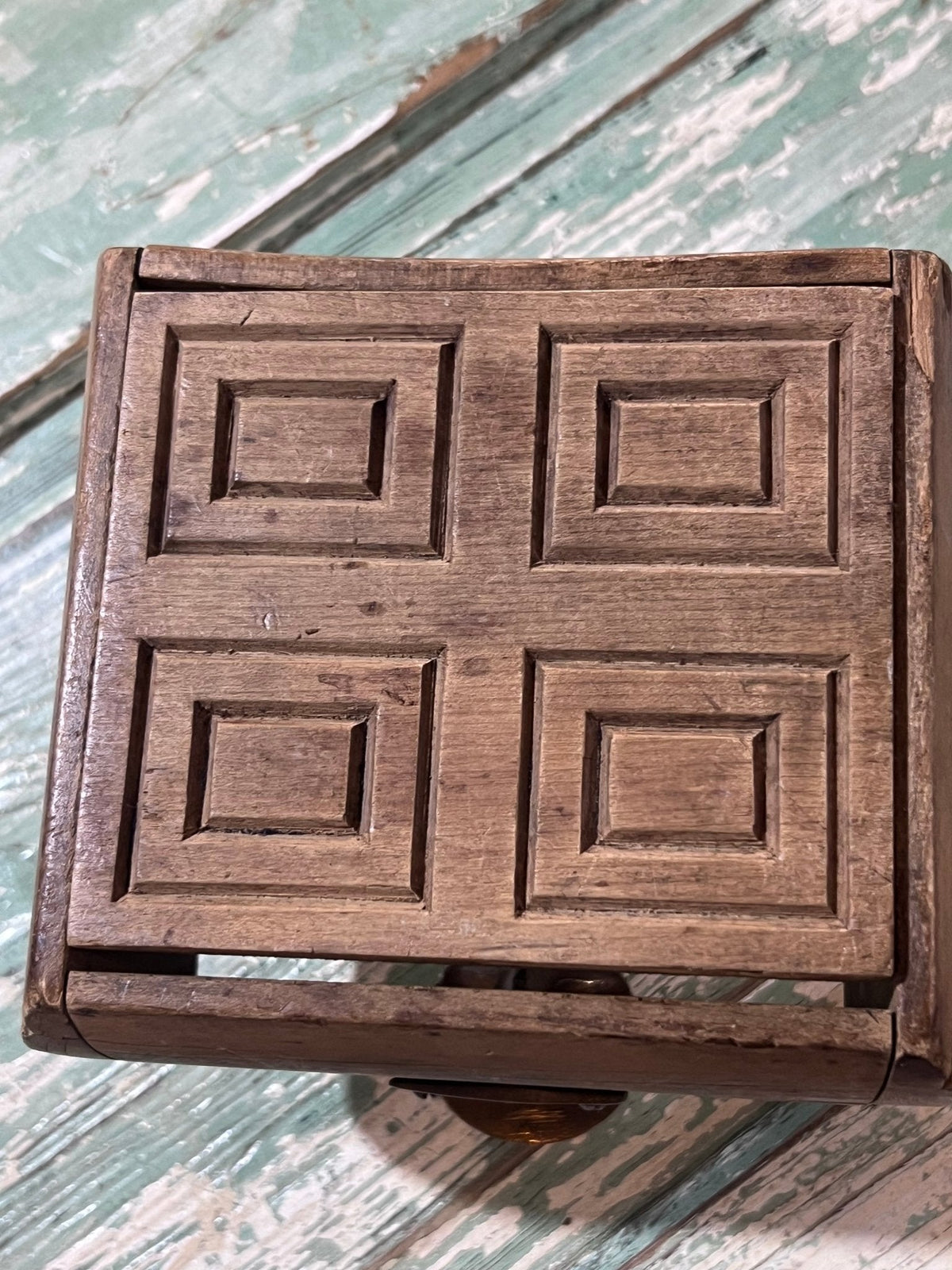 Antique Wood Brass 4 Square Commercial Butter Press - The Mustard Seed Collection, The Seed