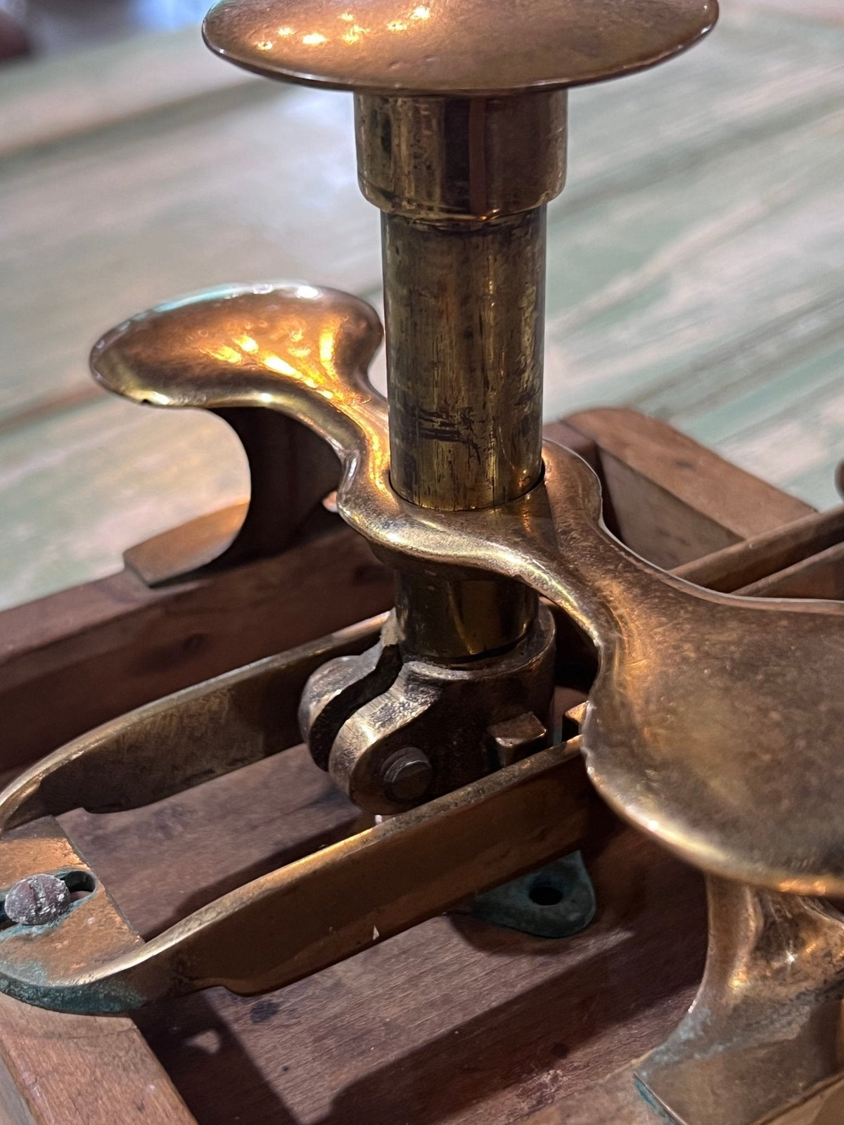 Antique Wood Brass 4 Square Commercial Butter Press - The Mustard Seed Collection, The Seed