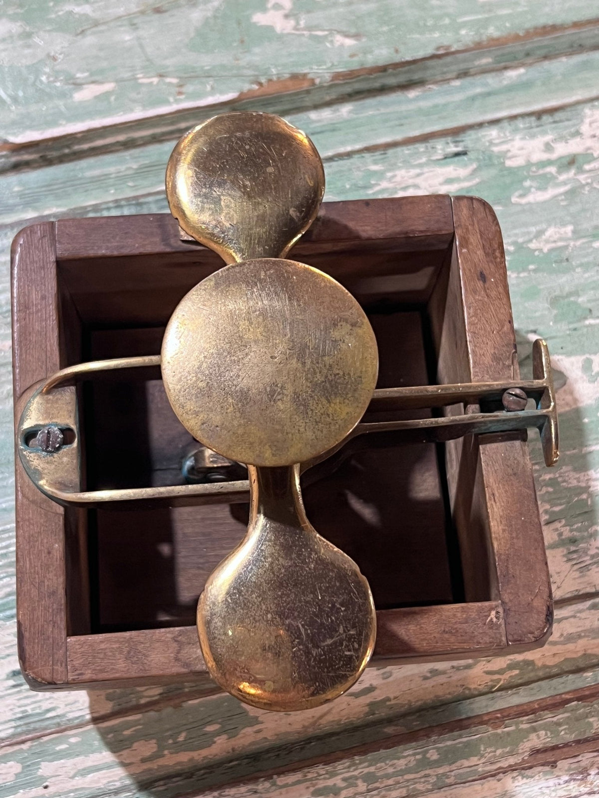 Antique Wood Brass 4 Square Commercial Butter Press - The Mustard Seed Collection, The Seed