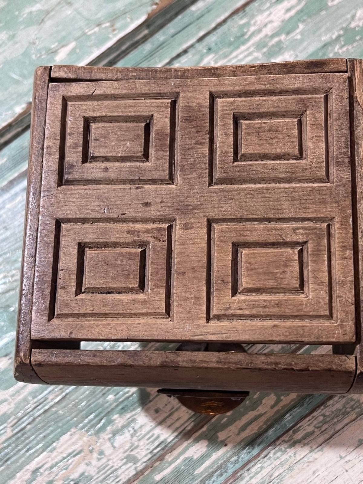 Antique Wood Brass 4 Square Commercial Butter Press - The Mustard Seed Collection, The Seed