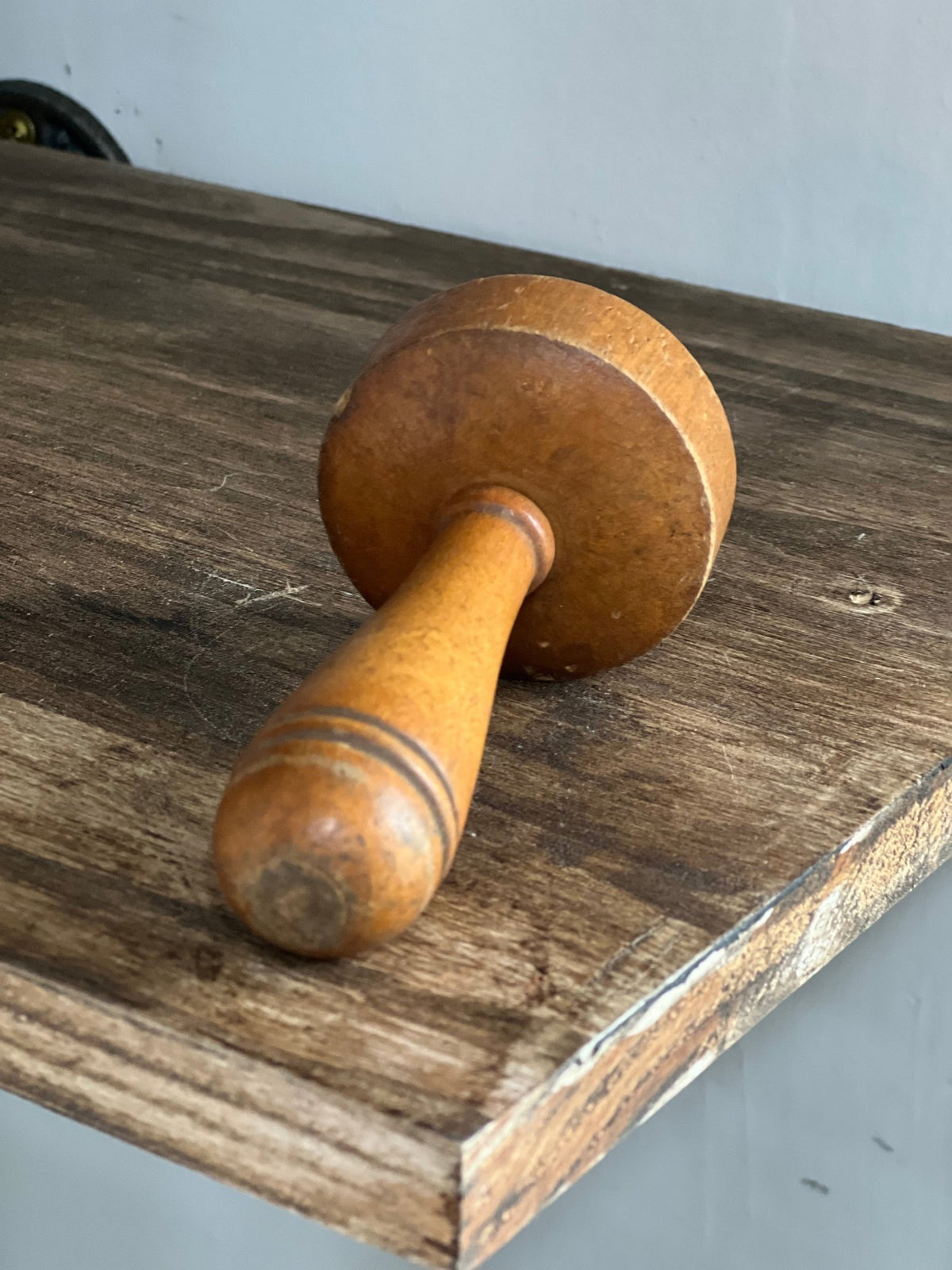 Antique Wooden Darning Mushroom – Vintage Sock & Stocking Mending Tool (4.5" x 2.5")tool