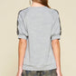 Army Camo Contrast French Terry Casual Top: Grey - The Mustard Seed Collection, The Seed