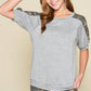 Army Camo Contrast French Terry Casual Top: Grey - The Mustard Seed Collection, The Seed