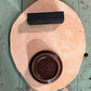 Artisan Ginkgo Leaf & Dragonfly Ceramic Ikebana Flower Frog Vase (2" x 6.5" x 8.25")
