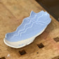 Artisan Periwinkle & Cream Organic Long Ceramic Tray (2" x 10" x 4") 
