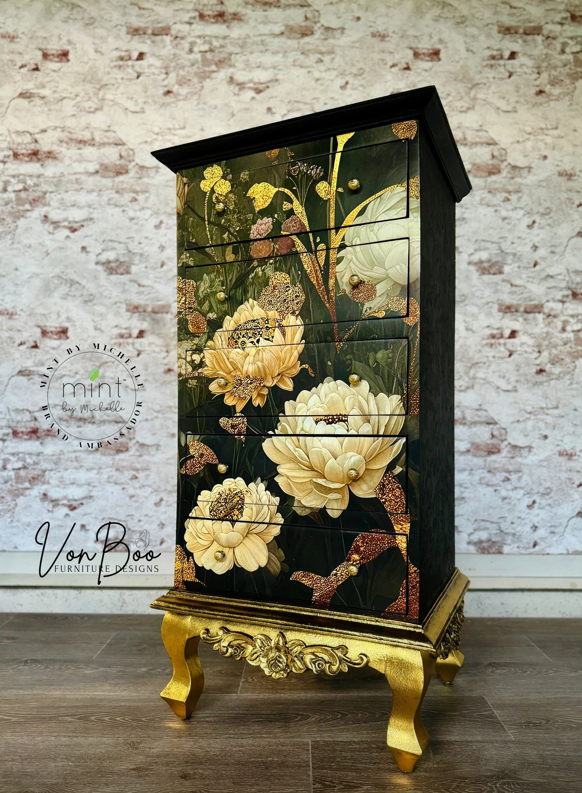 A1 Autum Blossom Mint Decoupage Paper