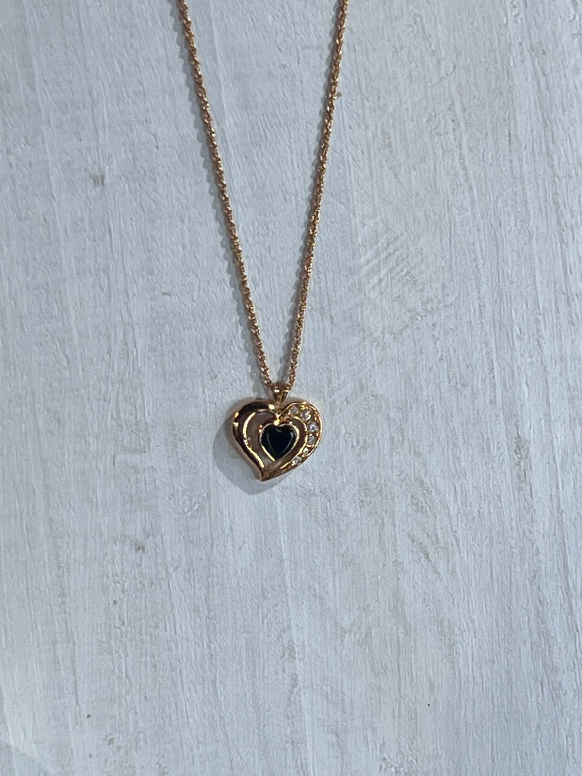 Avon Onyx & Rhinestone Heart Necklace - The Mustard Seed Collection, The Seed