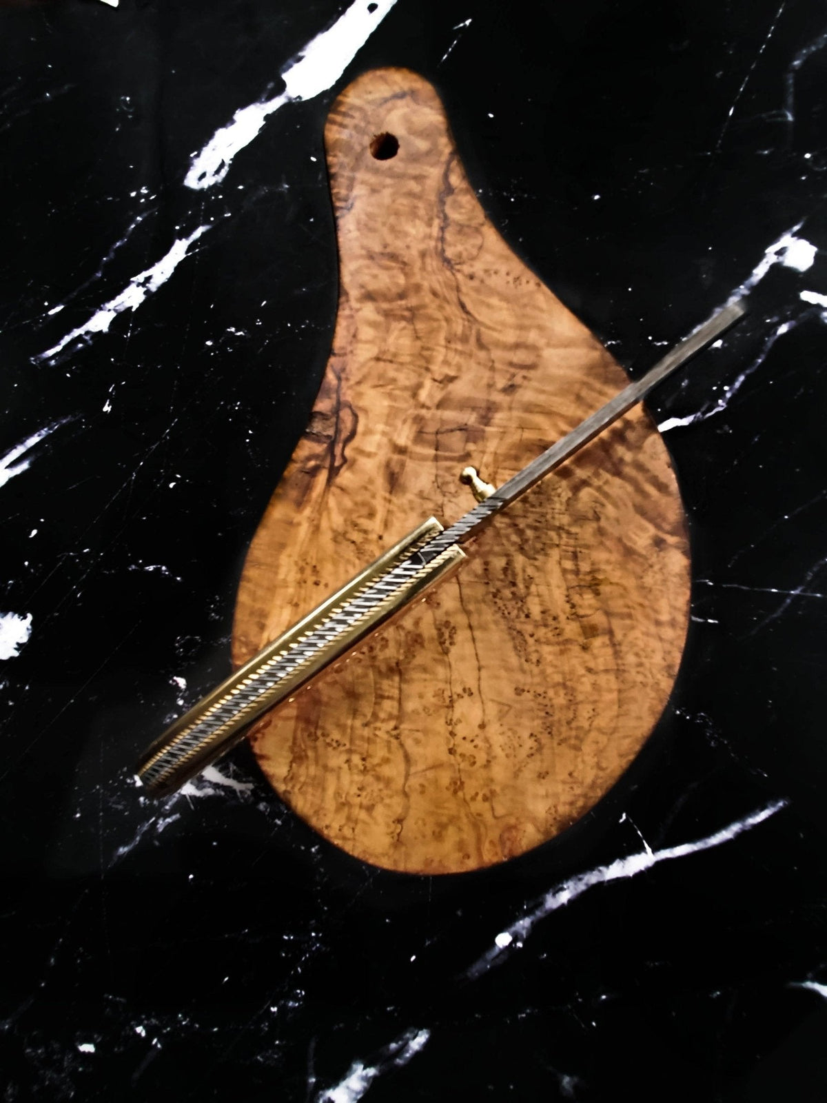 B. Titan Golden Eagle Pocket Knife - Raindrop Damascus folding blade/ Hand engraved - The Mustard Seed Collection, The Seed