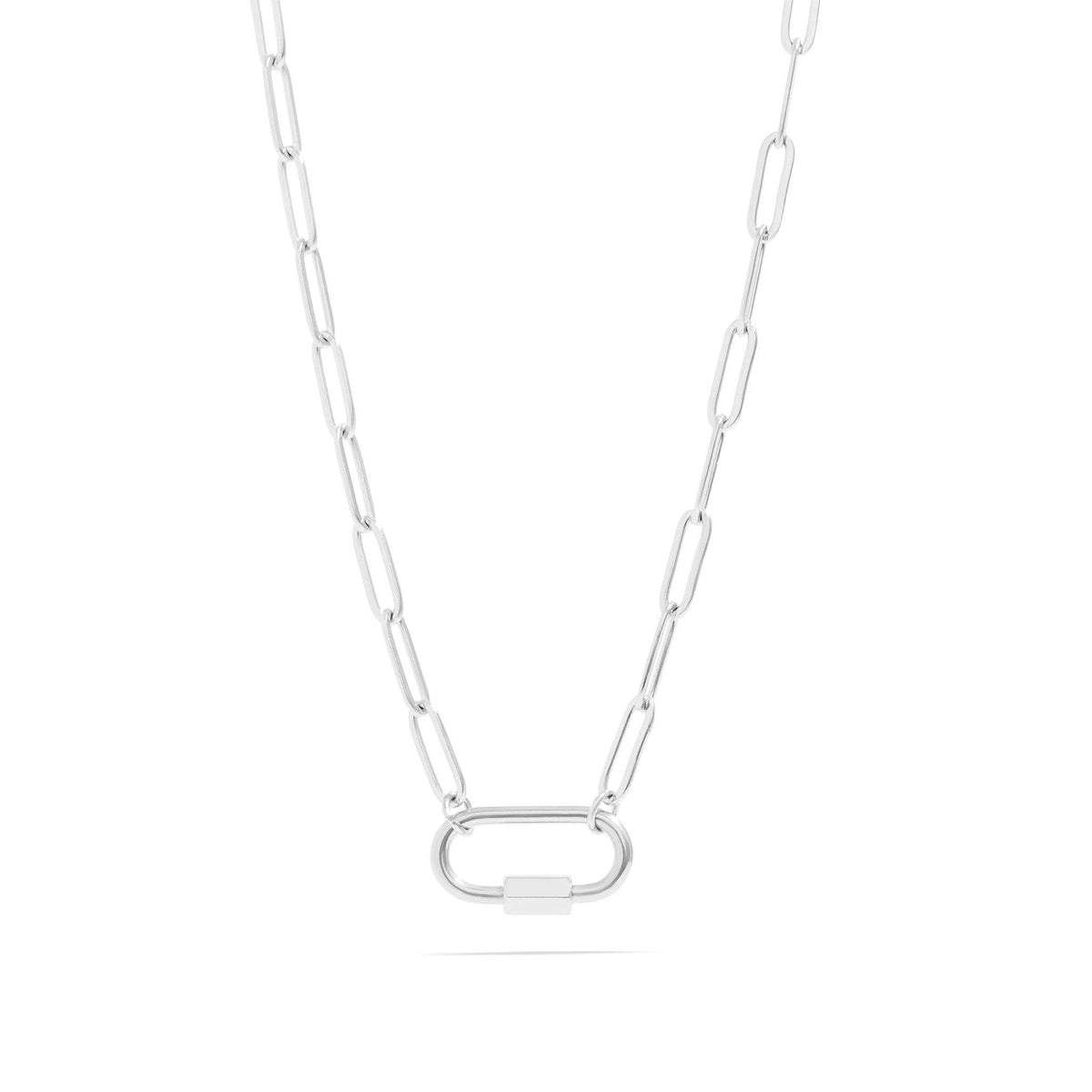 18K Gold PVD Paperclip Carabiner Necklace: Gold / 16+2" WJW
