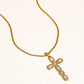 Belrose 18K Gold Non-Tarnish CZ Cross Necklace: Yellow Gold