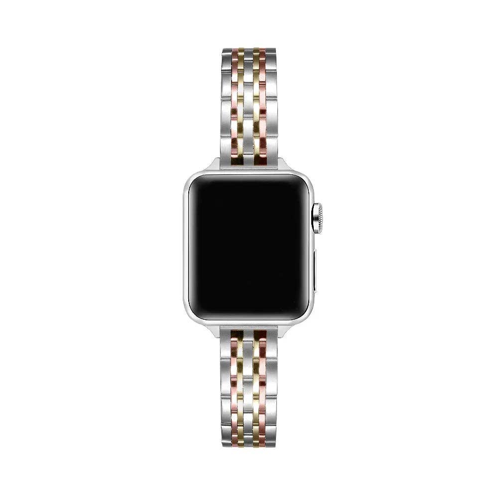Rainey Skinny Stainless Steel Band for Apple Watch: Silver/Gold / Fits All Models Posh Tech