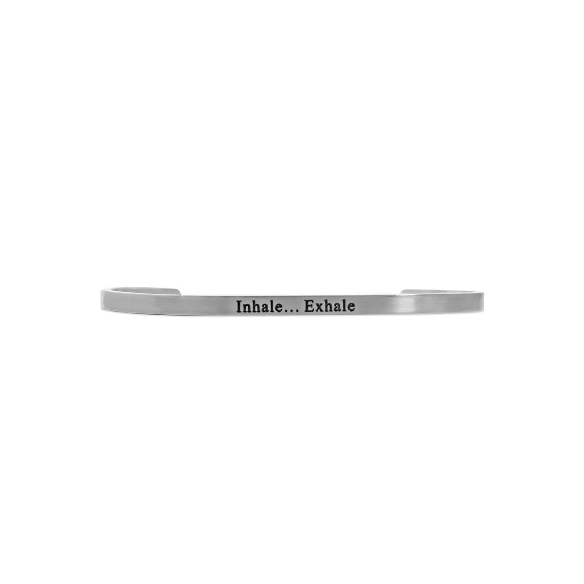 18K Gold PVD Stainless Steel Inhale Exhale Engraved Bracelet: Gold WJW