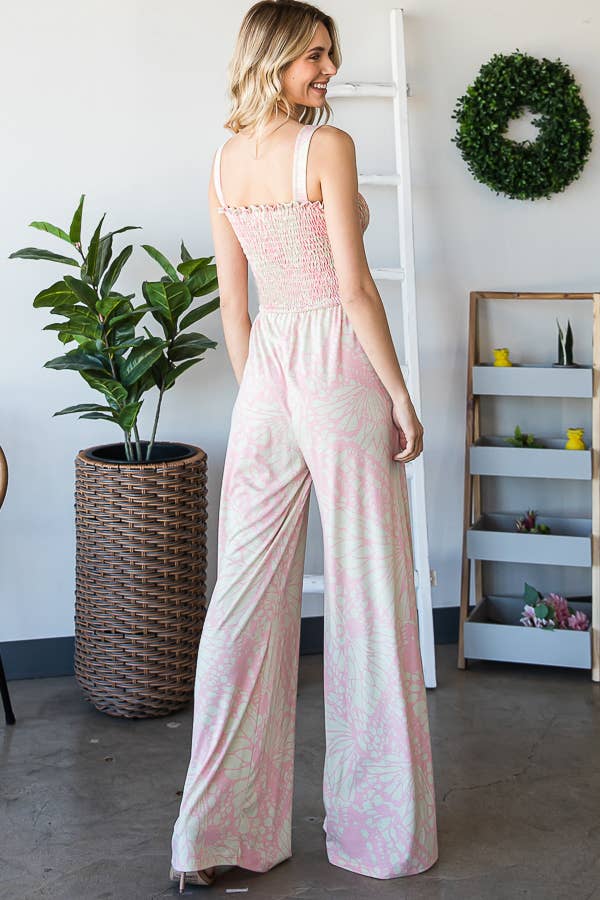 Casual Chic Smocked Cami Jumpsuit for Women: Blush/Lime