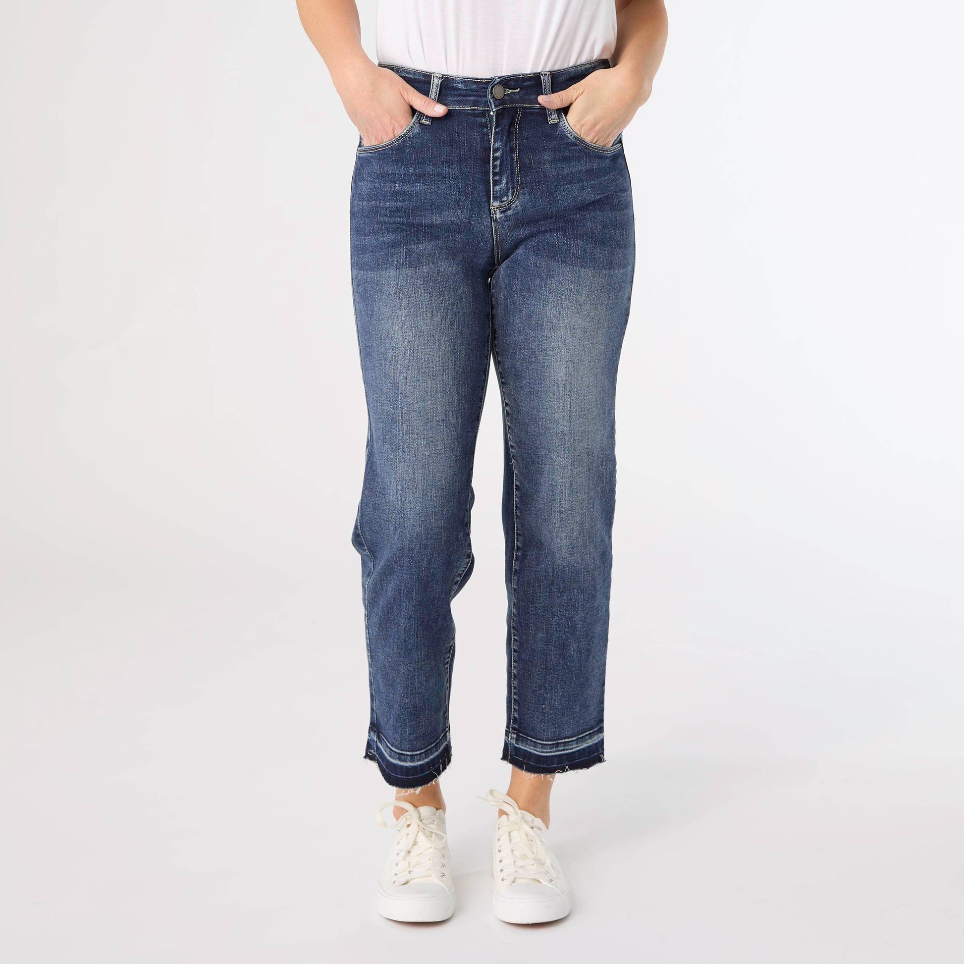 EverStretch Straight Leg Crop: Medium Denim