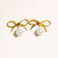 Alice 18K Gold Non-Tarnish Bow Dangle Pearl Earring: Yellow Gold