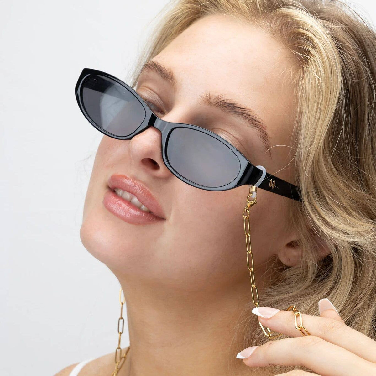 18K Gold PVD Stainless Steel Paperclip Sunglass Chain: Stainless WJW