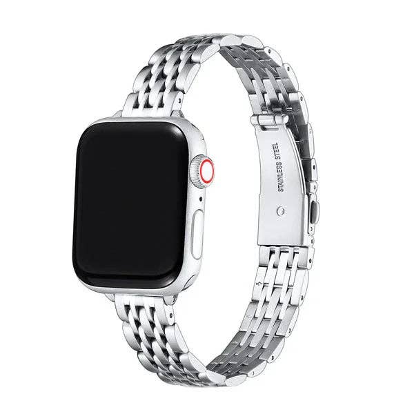 Rainey Skinny Stainless Steel Band for Apple Watch: Silver/Gold / Fits All Models Posh Tech