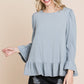 Babydoll Ruffle Hem Solid Top: Grey - The Mustard Seed Collection, The Seed