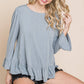 Babydoll Ruffle Hem Solid Top: Grey - The Mustard Seed Collection, The Seed