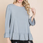 Babydoll Ruffle Hem Solid Top: Grey - The Mustard Seed Collection, The Seed