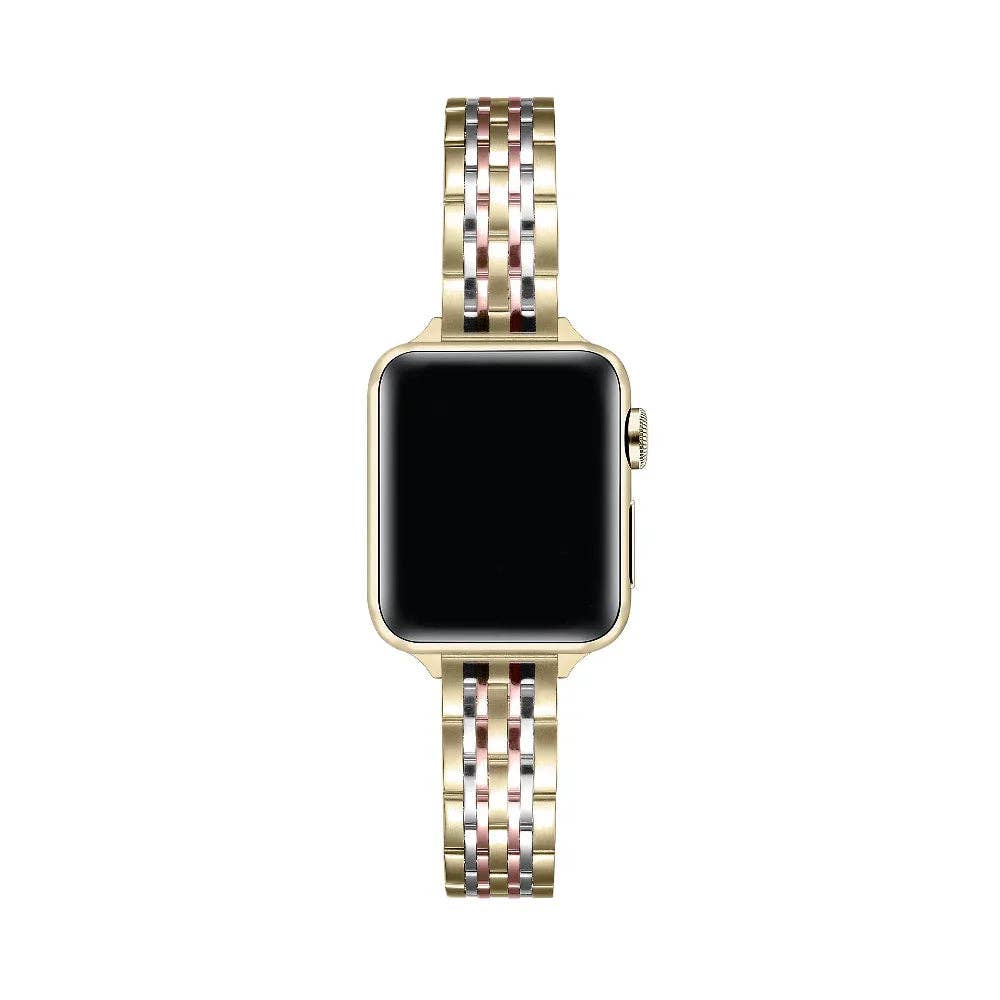 Rainey Skinny Stainless Steel Band for Apple Watch: Silver/Gold / Fits All Models Posh Tech