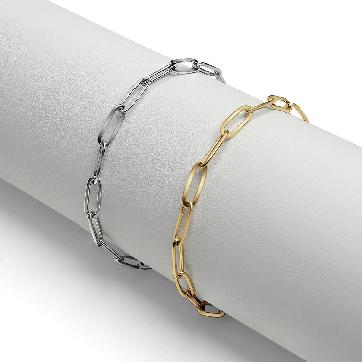 Stainless Steel Paperclip with Charm Keeper Chain Bracelet: Gold / 6.5" WJW