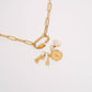 18K Gold PVD Paperclip Carabiner Necklace: Gold / 16+2" WJW