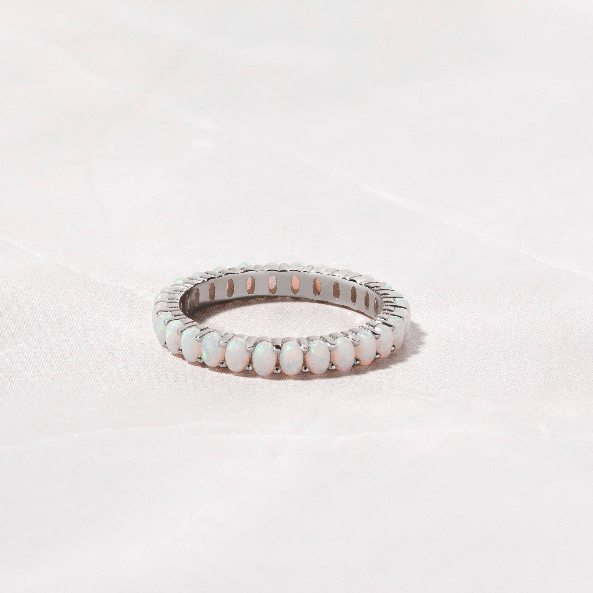 Opal Eternity Ring: Silver / 8