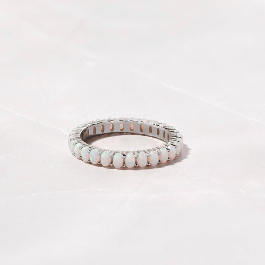 Opal Eternity Ring: Silver / 7