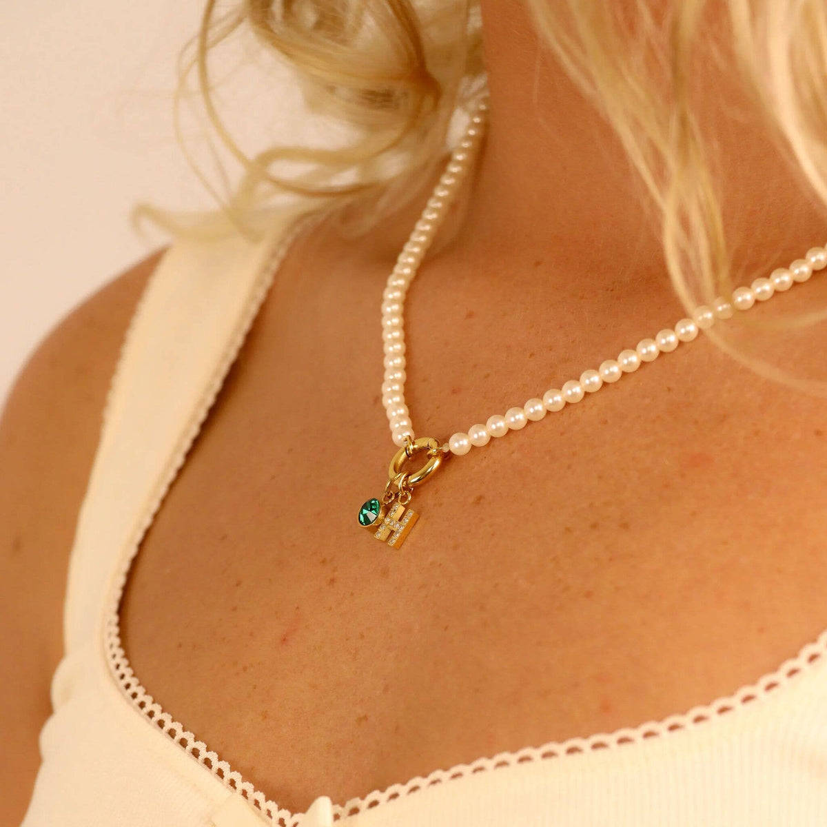 Pearl Charm Keeper Necklace: White / Stainless WJW