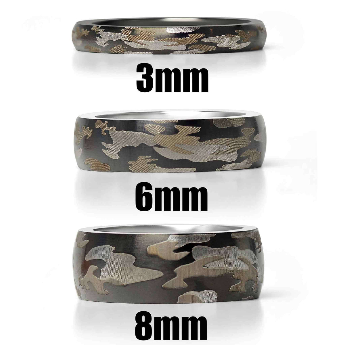 Stainless Steel Camouflage Blank Ring: 6 / 8mm WJW