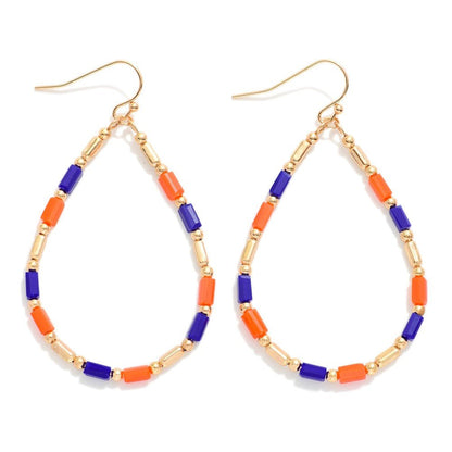 Beaded Teardrop Drop Earrings Featuring Glass Crystal & Metal Tones - The Mustard Seed Collection, The Seed