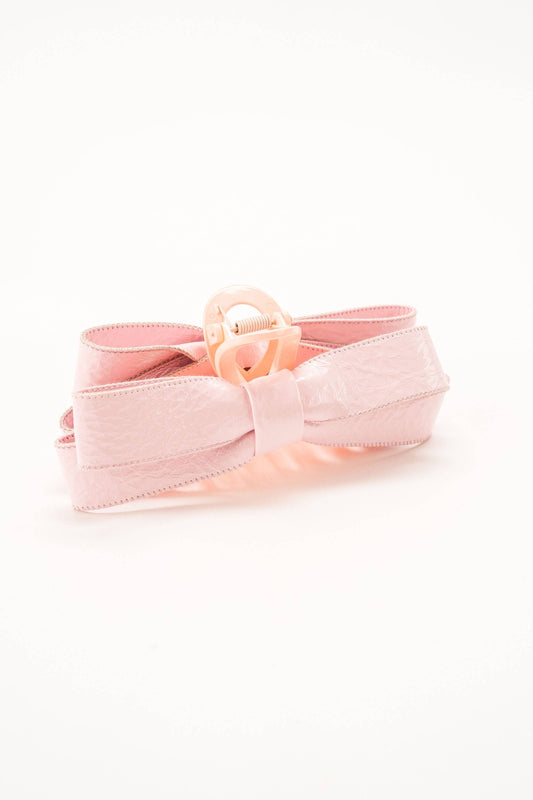 Paige Bow Hair Claw: Blush