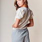 Beige Scallop Edge Puff Sleeve Crop Knit Sweater