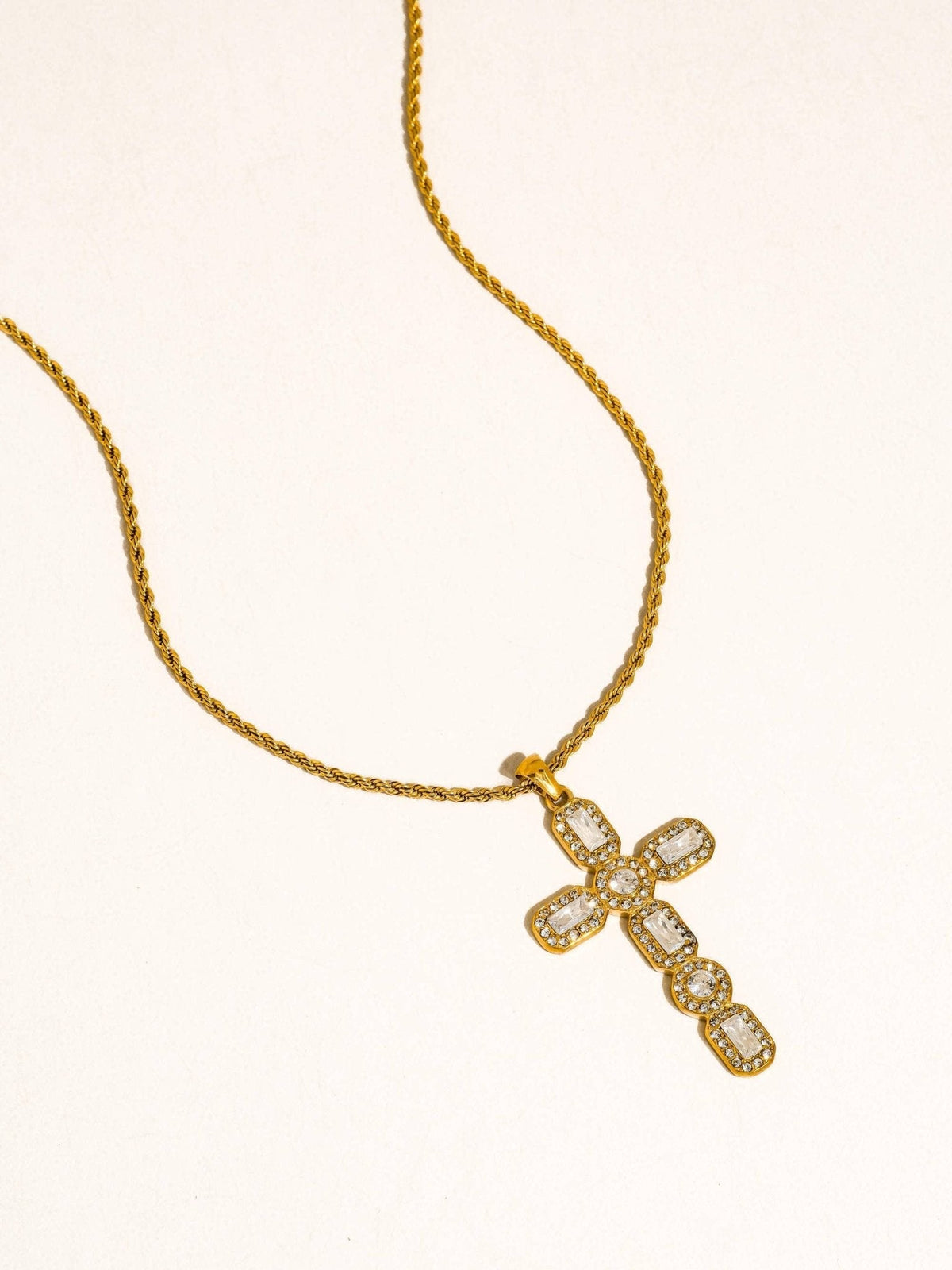 Belrose 18K Gold Non-Tarnish CZ Cross Necklace: Yellow Gold - The Mustard Seed Collection, The Seed